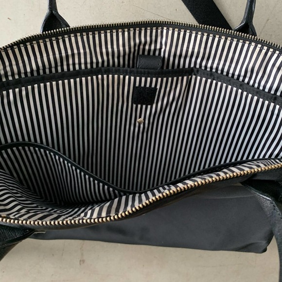 Kate Spade Laptop Messenger Bag Briefcase-Black-Nylon, Leather Trim, Striped - Picture 6 of 6